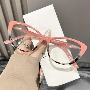 Fashionable Trendy Cat Eye Spring Leg Anti Blue Light Glasses Men Women FULL Frame High Definition Presbyopic Eyeglasses Anti Blue Light