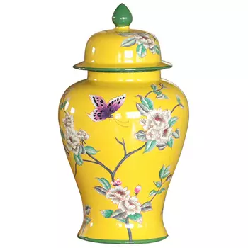 Ваза с крышкой Porcelain Yellow Garden Vase