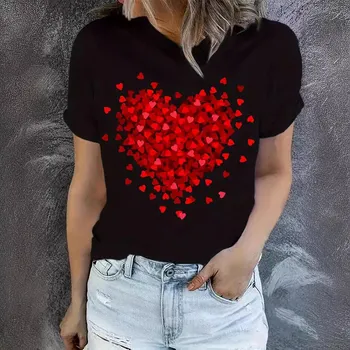 IHUASU Love Print Round Leader Футболка с короткими рукавами и короткими рукавами Женское платье больших размеров XL белый