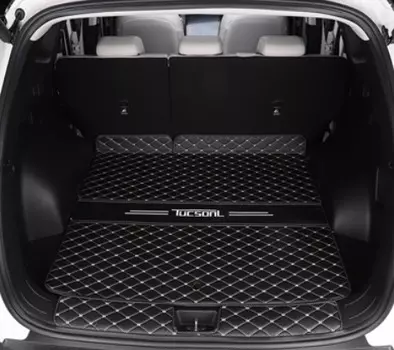 Коврик в багажник (2 элемента, черно-белый, экокожа) Point Bin PNT00342 для Hyundai Tucson (4G) 2021-