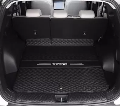 Коврик в багажник (2 элемента, черный, экокожа) Point Bin PNT00341 для Hyundai Tucson (4G) 2021-