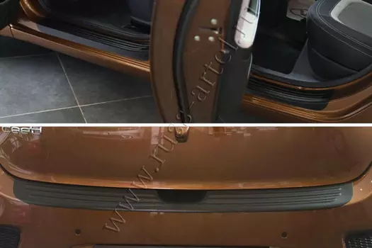 Комплект накладок на дверные пороги и задний бампер Русская Артель KIA Ceed (хэтчбэк) 2015-