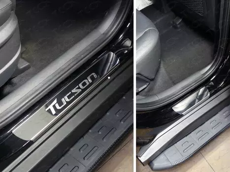 Комплект накладок на дверные пороги (лист зеркальный) TCC HYUNTUC15-13 для Hyundai Tucson (2015 - по н.в. )