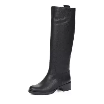 Черные сапоги из кожи на натуральном меху