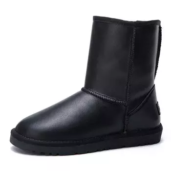 Черные угги из кожи