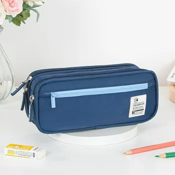 Double-Layered Pencil Case Large Capacity Pen Pouch Multiple Zipper Layers Pencil Box Student School Supplies чёрный