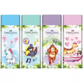 Ластик Faber-Castell "Happy Jungle", прямоугольный, картонный футляр, 62*21,8*11,5 мм