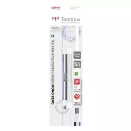 Ластик-ручка Tombow Mono Zero Eraser прямоугольный наконечник, бело-сине-черный, в блистере