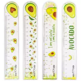 Линейка пластиковая MESHU "Avocado" 15 см, с блестками, гибкая, ассорти, европодвес