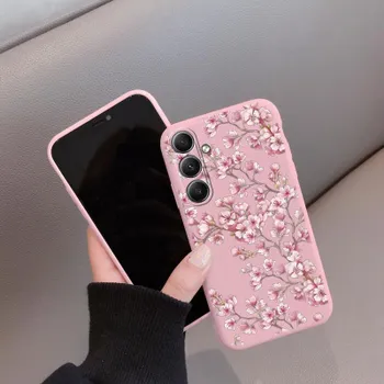 Мягкий силиконовый чехол с цветочным узором для Samsung A55 M35 S24 Xiaomi Redmi Note 13 Pro 13C iPhone Huawei Honor Realme Camera Защитный противоударный чехол Samsung Galaxy S9 Plus синий
