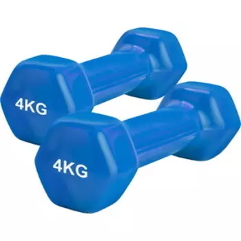 Набор гантелей Bradex SF 0870 обрезиненные по 4 кг, синие, 2 шт.