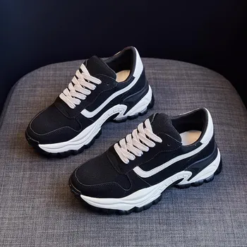 Daddy Shoes Женская весенняя новая обувь на толстой подошве, увеличенная высота и тонкая спортивная универсальная женская обувь 35