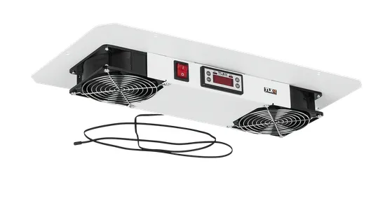 Вентиляторный блок TLK TLK-FAN2-TERM-F-GY для настенных шкафов серии TWC, TWA, TWM, 2 вентилятора с фильтрующими элементами (нижние решётки пластиковы