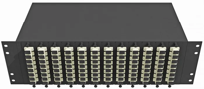 Кросс оптический стоечный TopLAN КРС-Top-3U-96SC/U-OM2-BK 19", 96 SC/UPC адаптеров, многомодовый (50/125), 3U, черный, укомплектованный