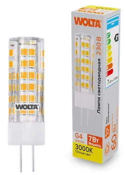 Лампа светодиодная WOLTA WSTD-JC-220V7W3KG4-C 7Вт 3000K G4