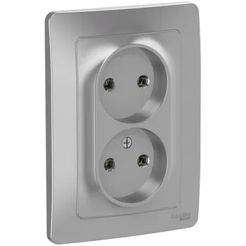 Розетка двойная без заземления (алюминий) Systeme Electric Blanca BLNRS000023