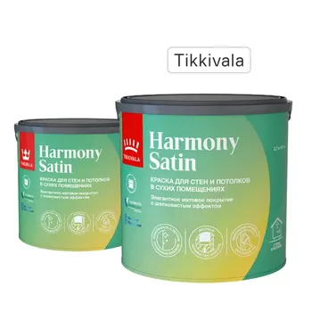Краска для стен и потолков Tikkurila Harmony Satin моющаяся матовая цвет белый база А 2.7 л