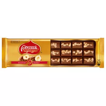 Шоколад Россия золотая марка 140 г темный с орехом Nestle