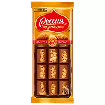 Шоколад Россия золотая марка дуэт 80 г молочный фундук Nestle