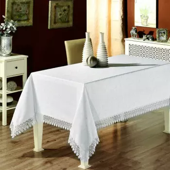 Скатерть mейсон рояль kдk с кружевом 160*220 см белый n-1103-3