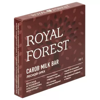 Шоколад Royal Forest Carob Milk Bar 75г лесной орех