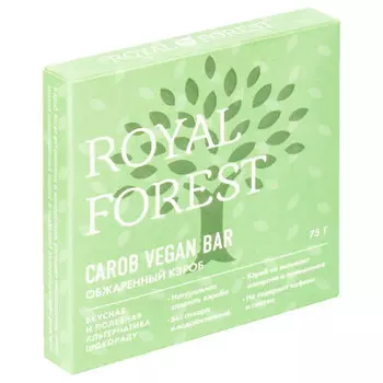 Шоколад Royal Forest Carob Vegan бар 75г обжаренный Carob