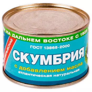 Скумбрия южморрыбфлот 250 г №6 ндм ж/б
