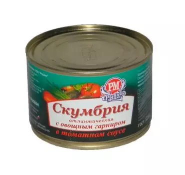 Скумбрия роскон 250 г с овощным гарниром в т/с ж/б