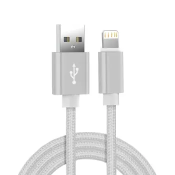Металлический нейлоновый оплетенный USB-кабель для зарядки iPhone 14 8 7 6S Plus X XR XS 11 12 13 Pro Max iPad 9 Кабель для быстрой зарядки и передачи данных 1 м 2 м 3 м 0.25m чёрный