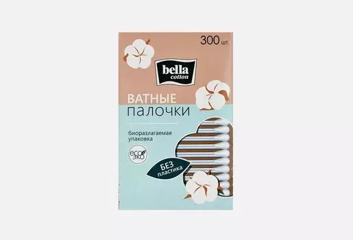 Ватные палочки bella cotton картонная коробка, 300 шт