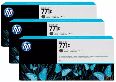 Картридж HP B6Y32A №711С для HP Designjet Z6200 775мл матовый черный 3шт