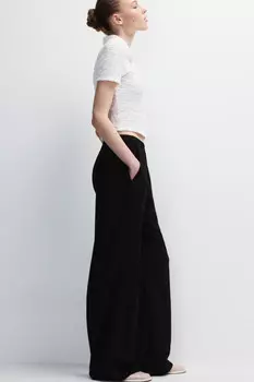 Брюки широкие из вискозы и льна