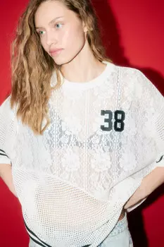 Джемпер oversize ажурный с кружевом