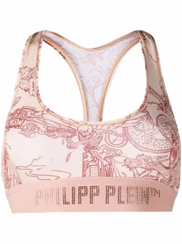 Philipp Plein бюстгальтер с принтом и логотипом, оранжевый