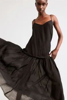 Длинное платье с бретелями H&M, черный