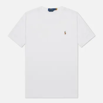 Мужская футболка Polo Ralph Lauren Custom Slim Fit Interlock, цвет белый, размер XXL
