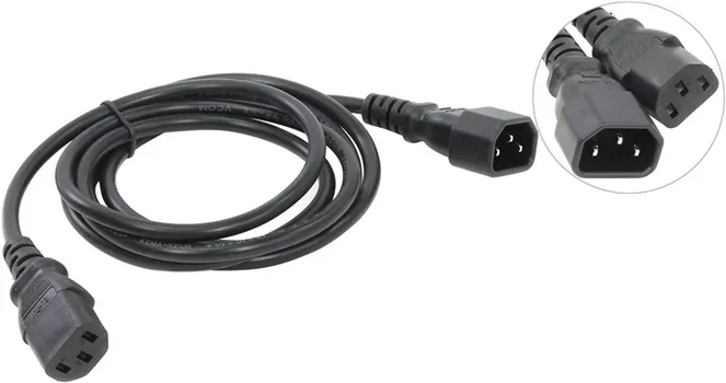 Кабель питания IEC-320-C13-IEC-320-C14, 1.8м, черный VCOM (CE001-CU0.75-1.8M)