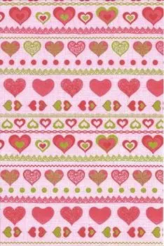 Бумага для декопатча Decopatch, 30х40 см (636 полоски/сердечки красный/зеленый)