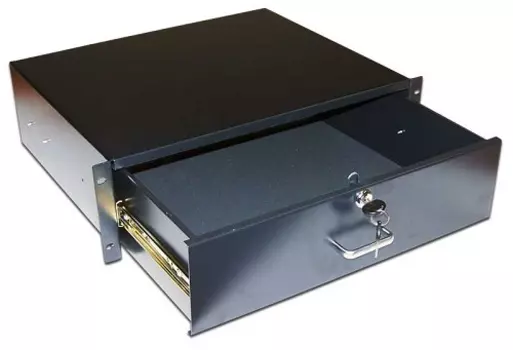 Ящик выдвижной TWT TWT-CB-DRW-1U 19", с замком, 1U, черный