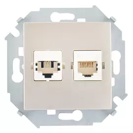 розетка 1 пост RJ11/RJ45 SIMON, серия 15, категория 5е, шампань