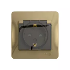 розетка 1 пост SCHNEIDER ELECTRIC Glossa IP44 с заземлением с крышкой, с защитной шторкой, титан