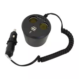 разветвитель прикуривателя, 2 USB, с индикатором зарядки, 12В, 2 гнезда