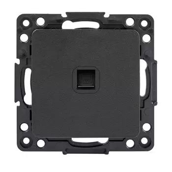 розетка 1 пост EKF Стокгольм RJ45 чёрный