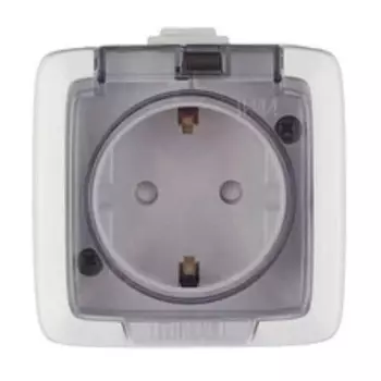 розетка 1 пост HEGEL Alfa IP44 с заземлением с/к с/ш белый
