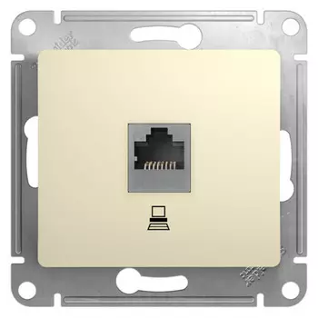 розетка компьютерная 1 пост SCHNEIDER ELECTRIC Glossa RJ45 категория 5 бежевый