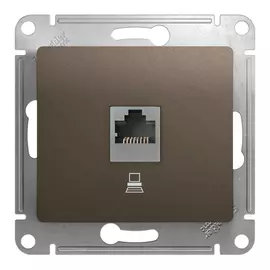 розетка 1 пост компьютерная RJ45 SCHNEIDER ELECTRIC Glossa категория 5, шоколад