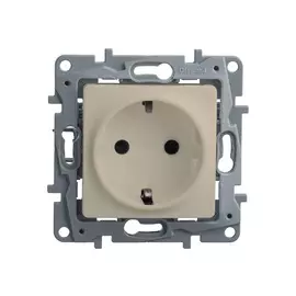розетка 1 пост LEGRAND Etika с заземлением, с защитной шторкой, слоновая кость