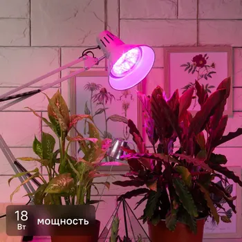 Фитолампа светодиодная для растений Эра fito 18 Вт RB E27 светло-розовый свет