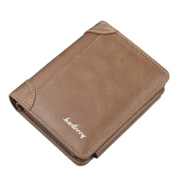 Baellerry Мужские короткие кошельки из искусственной кожи Trifold Zipper Coin Wallet Clutch Bags чёрный