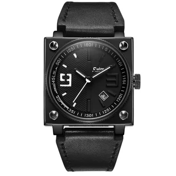 OULM Fashion Square Мужские часы Квадратные кварцевые часы из натуральной кожи